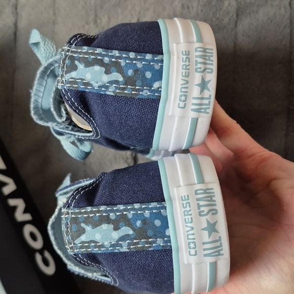 NWOT Double Tongues Blue and Camo Converse! Size 5 Junior! - Picture 4 of 12